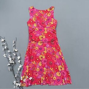 GARNET HILL brightly colorful floral soft stretchy sundress, S.